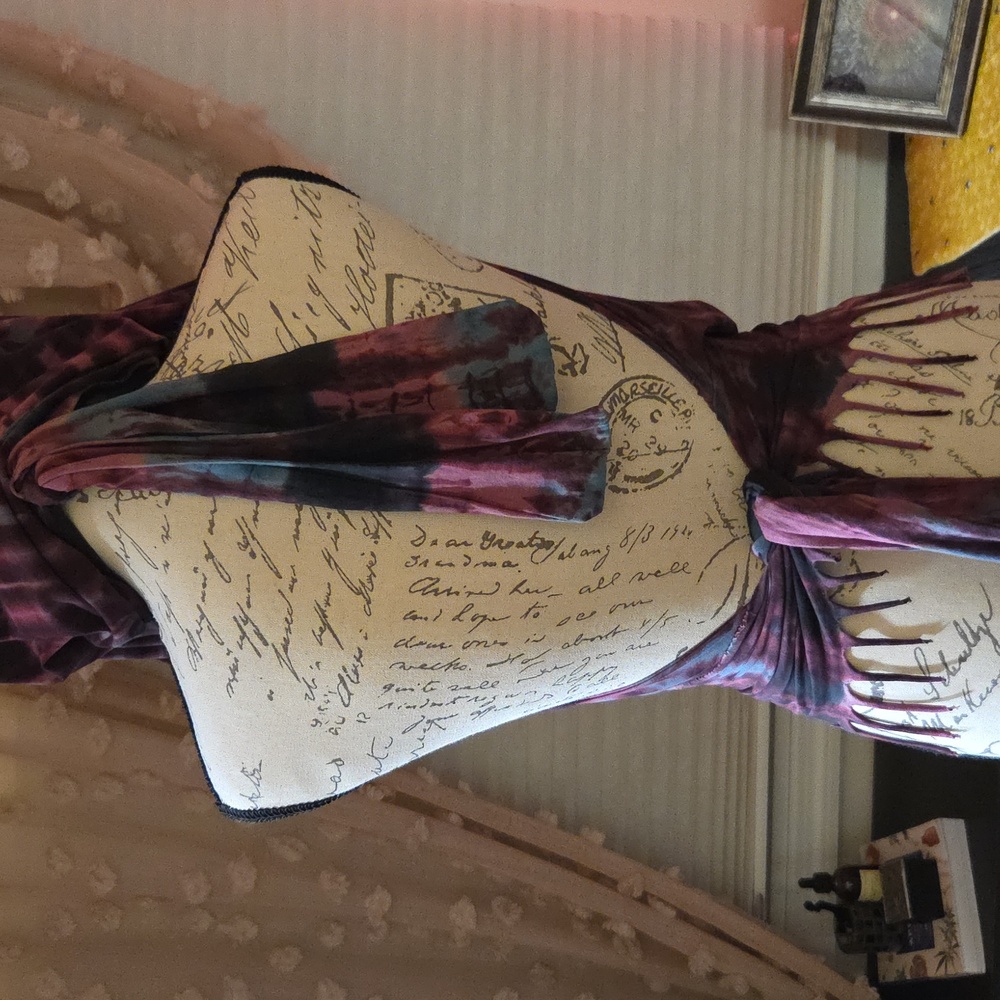 Purple Tie-Dye Fringe Cowl Top - Picture 4 of 4
